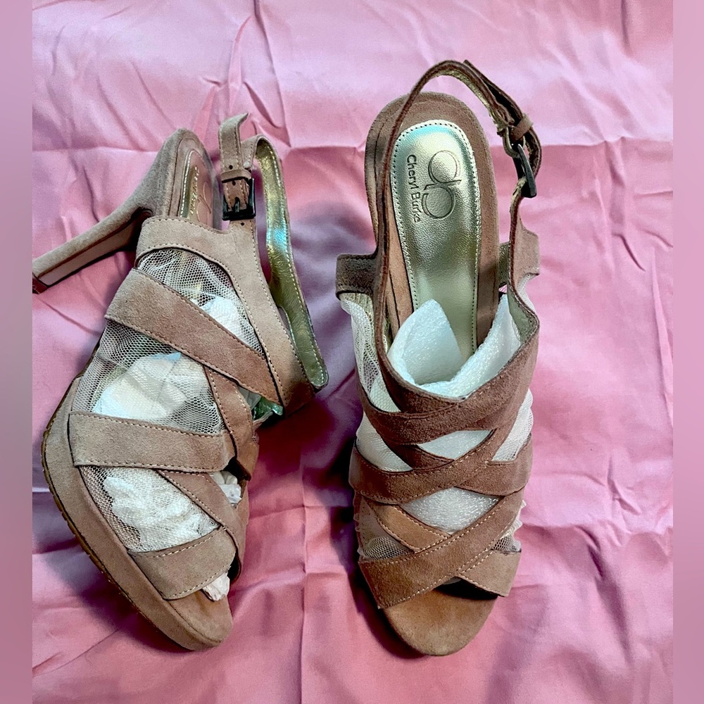 Beautiful sexy shoes!Nude suede leather w/ mesh. Brand new never worn new in box